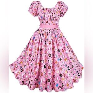Disney Parks Authentic Pink Dog Pattern Dress 3XL with Tie NWOT